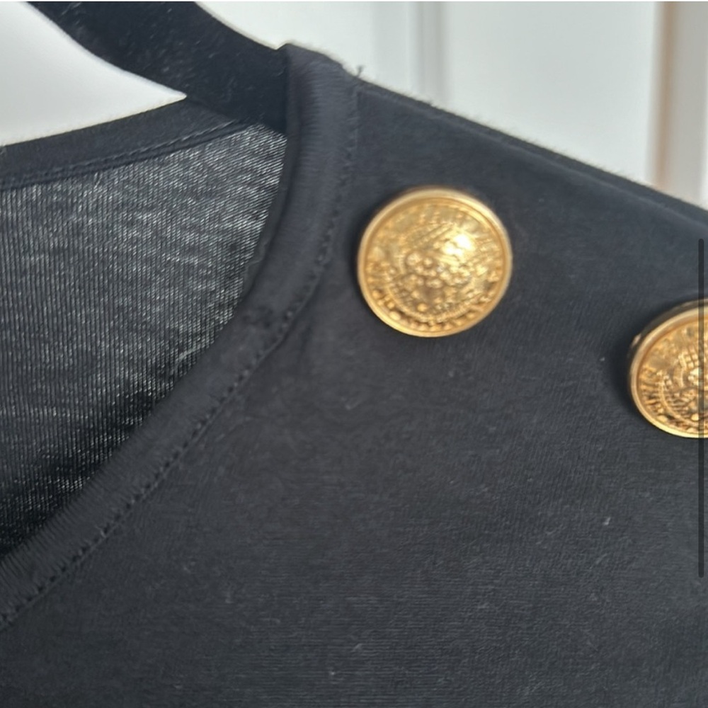 Balmain Black Top with Gold Button Accents - Picture 7 of 7